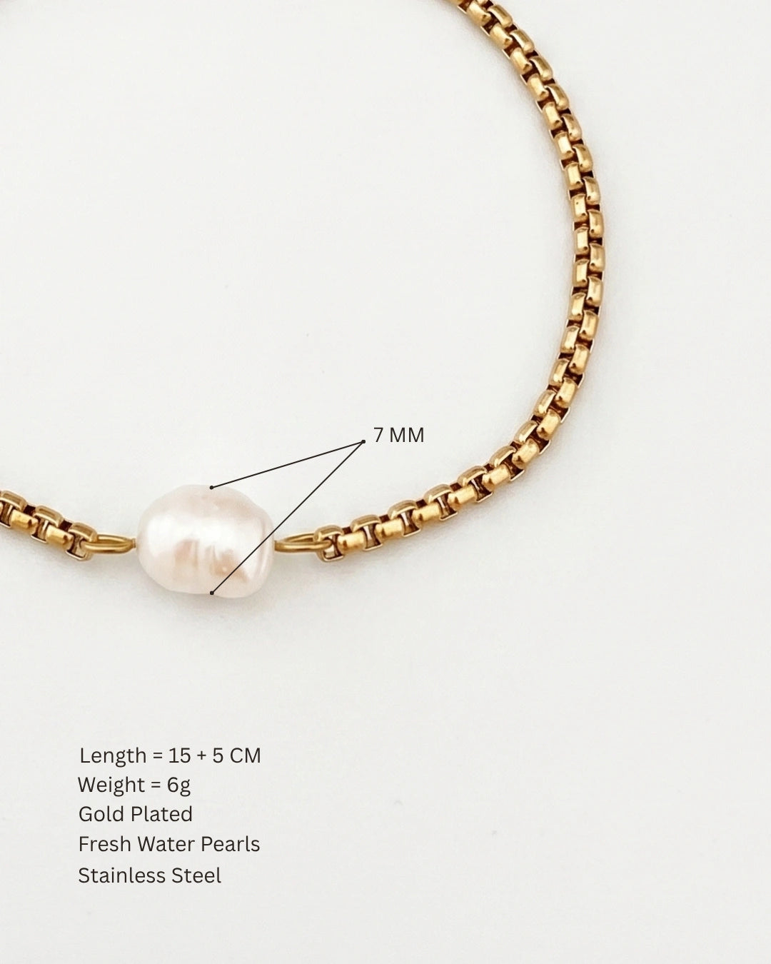 Box Chain Pearl Bracelet