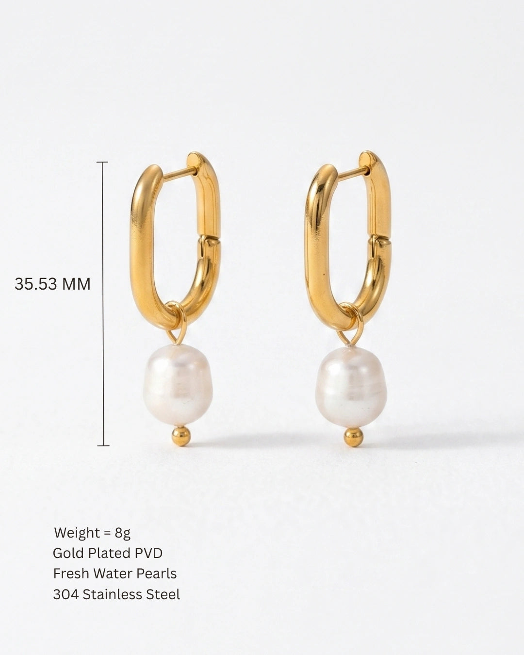 Rectangle Pearl Hoops