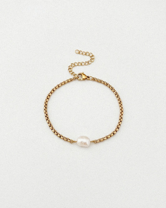 Box Chain Pearl Bracelet