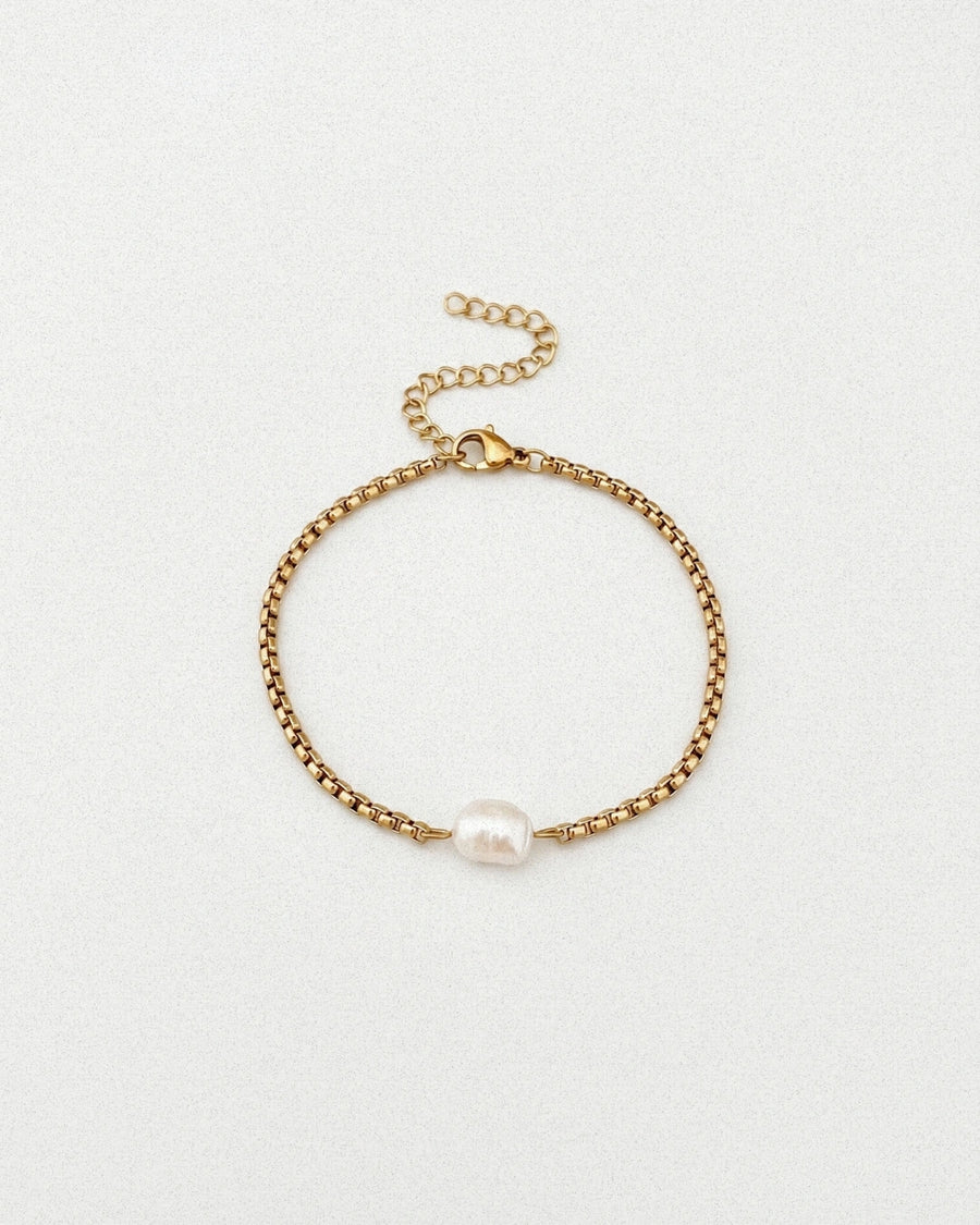Box Chain Pearl Bracelet