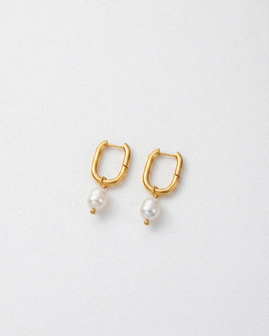 Rectangle Pearl Earrings