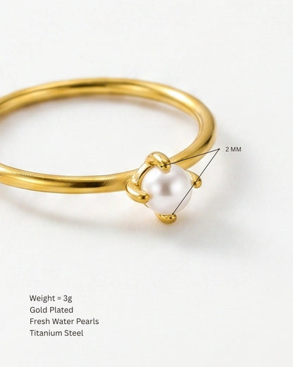 Solitaire Pearl Ring