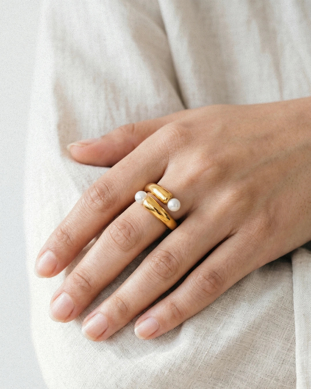 Spiral Pearl Ring