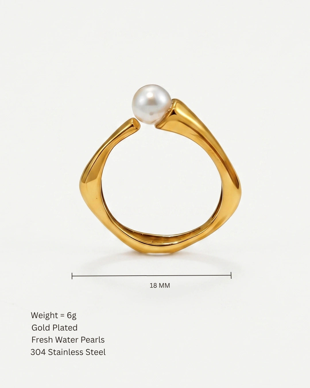 Wave Pearl Ring