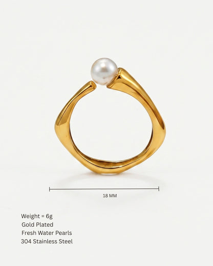 Wave Pearl Ring